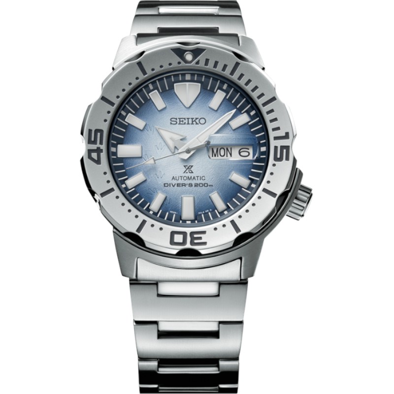 Seiko Prospex SRPG57K1 Save the Ocean Monster automático con esfera inspirada en la Antártida y brazalete de acero