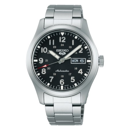 Seiko 5 Sports SRPG27K1 Field automático con esfera negra y brazalete de acero